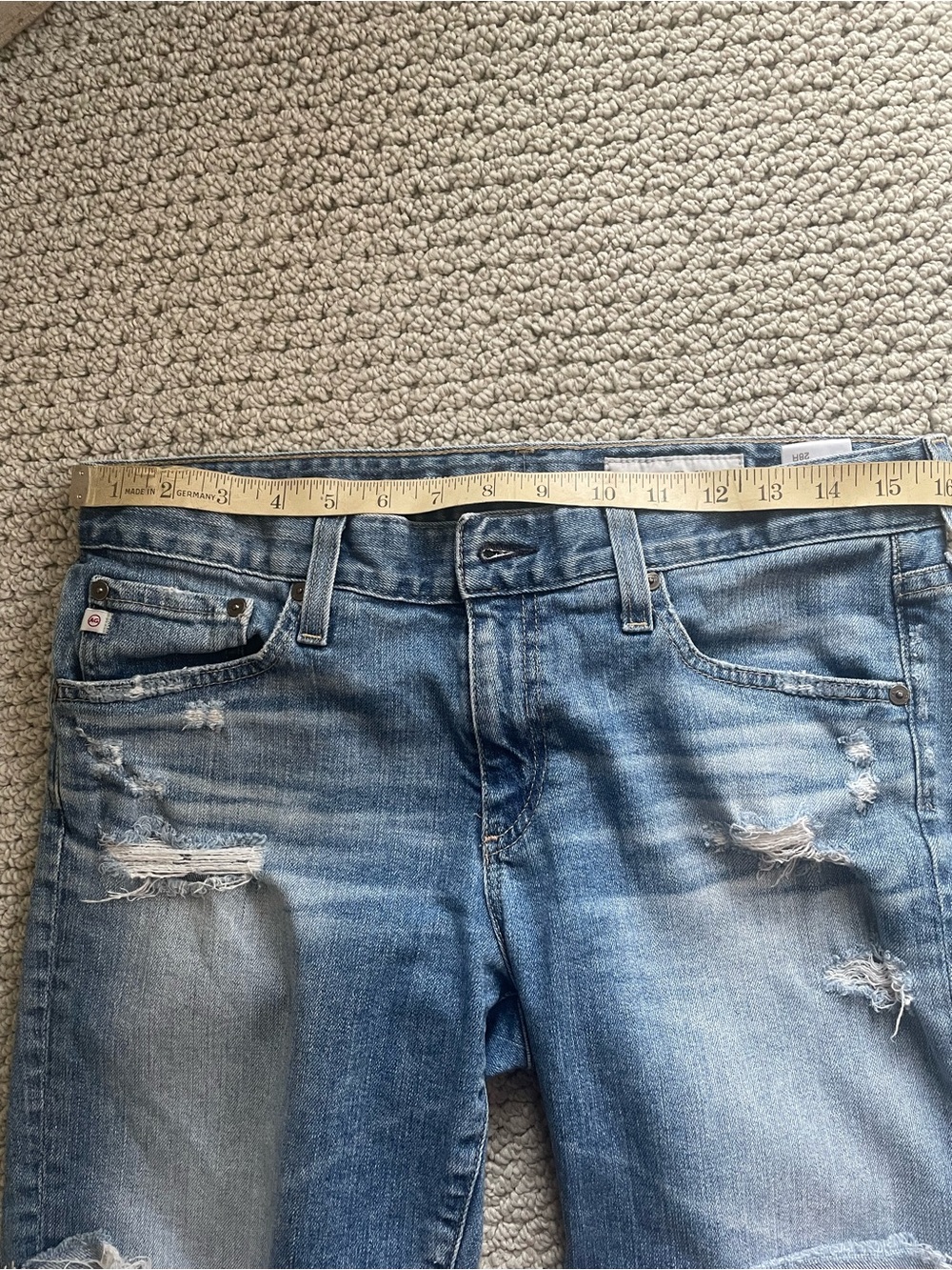AG Adriano Goldschmied Nikki Short Light Blue Distressed Rolled Cuff Jean Shorts - Picture 12 of 14